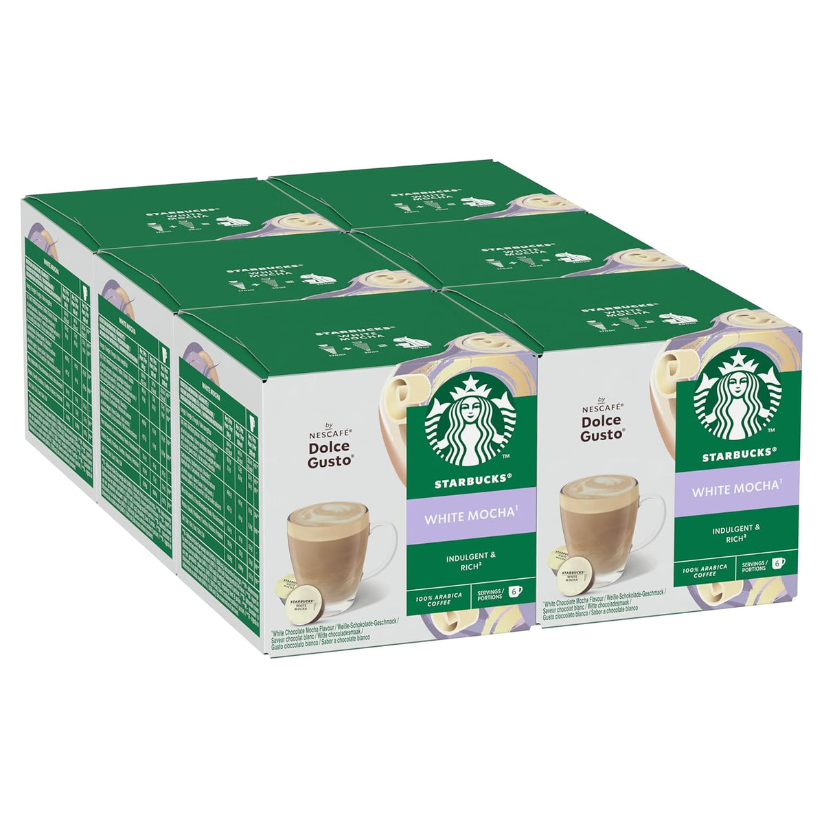 STARBUCKS White Moka par Nescafé Dolce Gusto Kaffeekapseln 6 x 12 (72 Kapseln)
