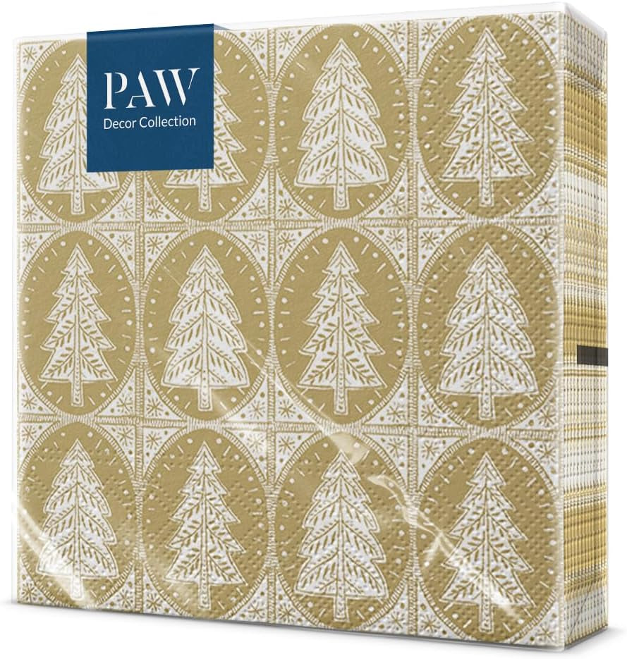 PAW - Șervețele 3 straturi (33 X 33 Cm) I 20 bucăți I Șervețele de hârtie colorate perfecte pentru masa de Crăciun I Șervețele - Crăciun, iarnă, stele, zăpadă, oameni de zăpadă I Familia Snowy