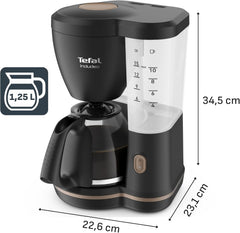 Tefal Includeo Filter Machine à Expresso, Machine à Expresso Extrêmement Facile à Utiliser, Adaptée aux Droitiers et aux Gauchers, Ouverture Automatique du Couvercle, 1,25 L, 10 à 15 Tasses, CM533811