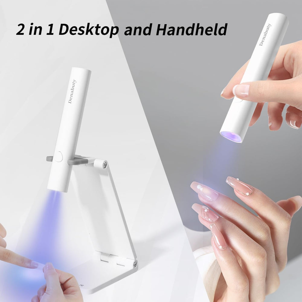 Denabuty UV Lampe Für Gelnägel, Mini U V LED Lampe Für Nägel Wiederaufladbar Mit Ständer Tragbare Kleine UV Nagellampe Für Gel Nagellack, Zum Aushärten Von Nagelkleber & Nail Tips Weiß