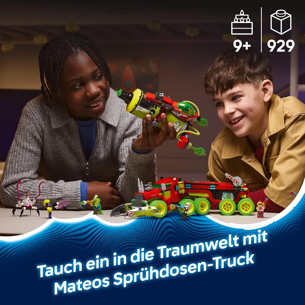 LEGO DREAMZzz Mateos Sprühdosen-Truck - Jeu avec 2 Baumodi, Boostern modulaires et 5 figurines, Daunter Cooper et Mr. Oz - Cadeaux pour les filles et les jeunes à partir de 9 ans - 71499