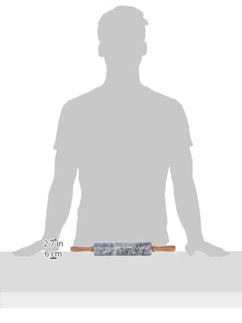 Rouleau à pâtisserie en marbre Küchenprofi avec socle en bois gris-brun, dimensions : 5,9 cm x 5,9 cm x 47,3 cm, 10 0248 10 47