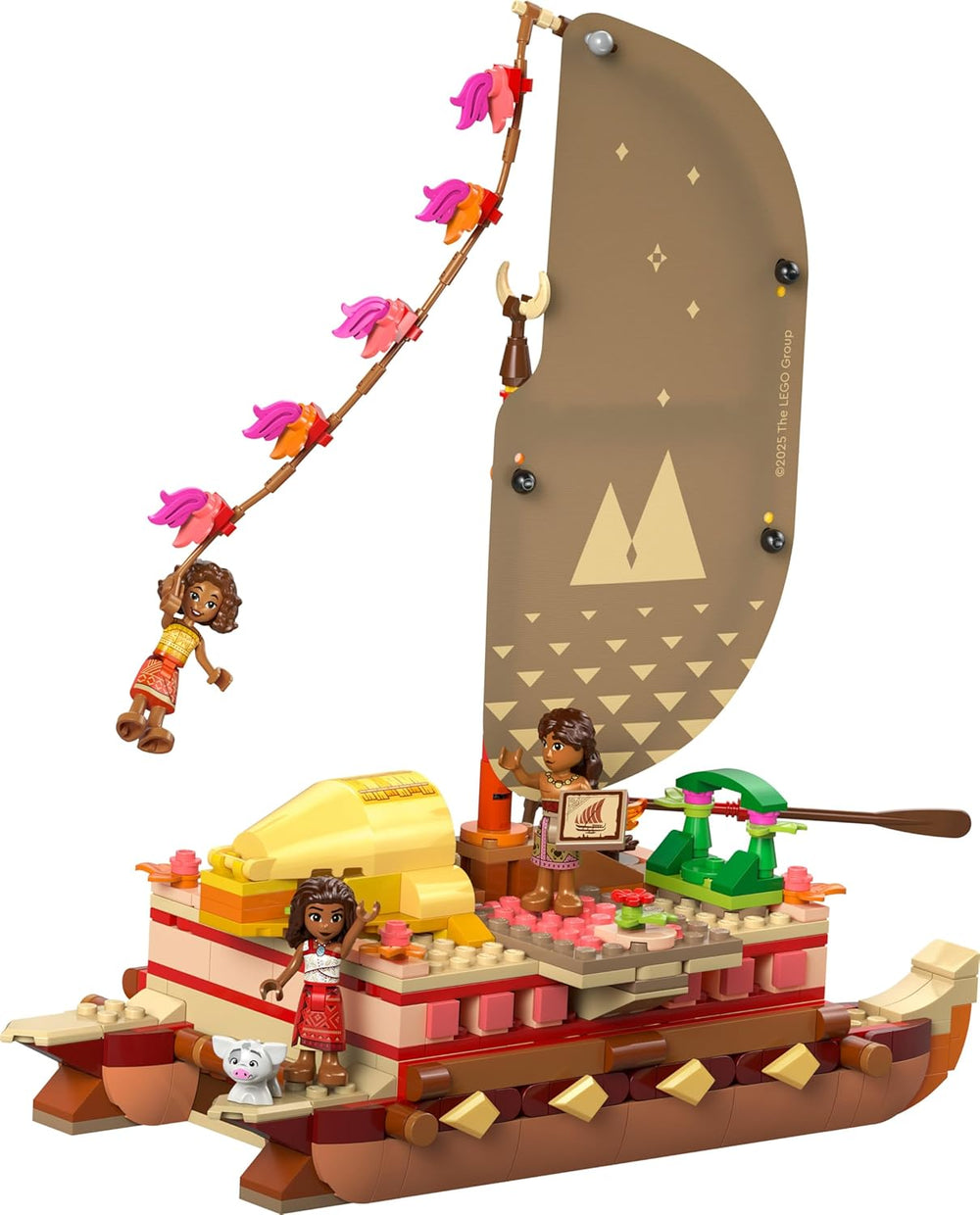 LEGO ǀ Disney Vaiana 2 : Vaianas Abenteuerfloß - Spielzeug Boot mit Textilsegel, abnehmbarem Deck, Lagerfeuer & 3 Minifiguren, inkl. Loto et Moni – Jeux pour filles à partir de 6 ans et fans – 43270