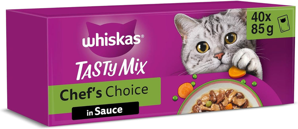 WHISKAS TASTY MIX Nassfutter en Sauce pour Katzen 40 x 85g Chef's Choice