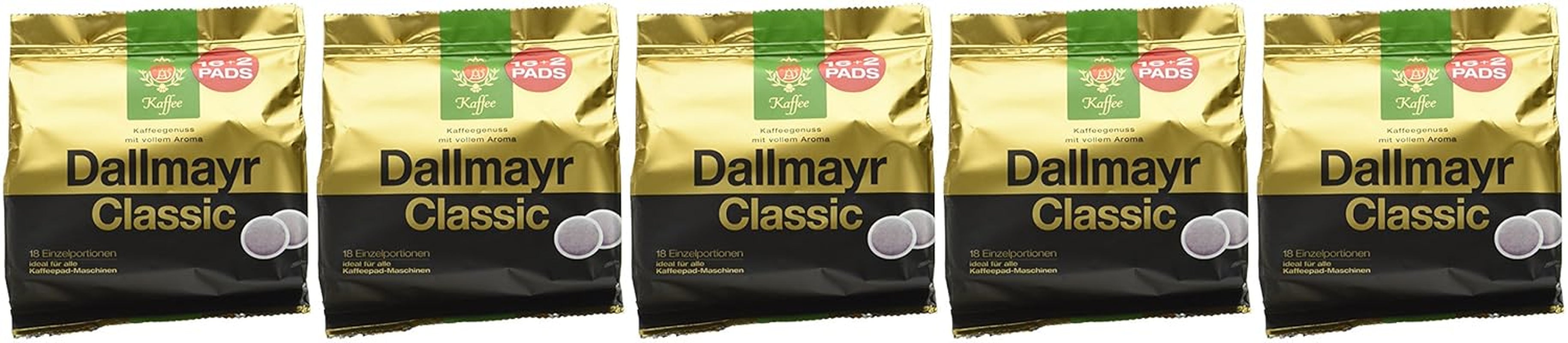 Kaffee Classic Kaffeepads 16 + 2, paquet de 5 (5 x 124 g)