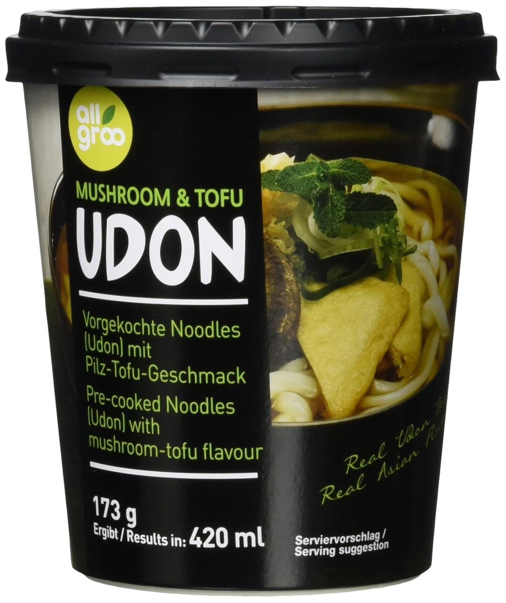 Allgroo Udon Cup Nouilles instantanées – Soupe Udon épicée aux fruits de mer savoureuse – Préparation rapide (1 x 173 g)