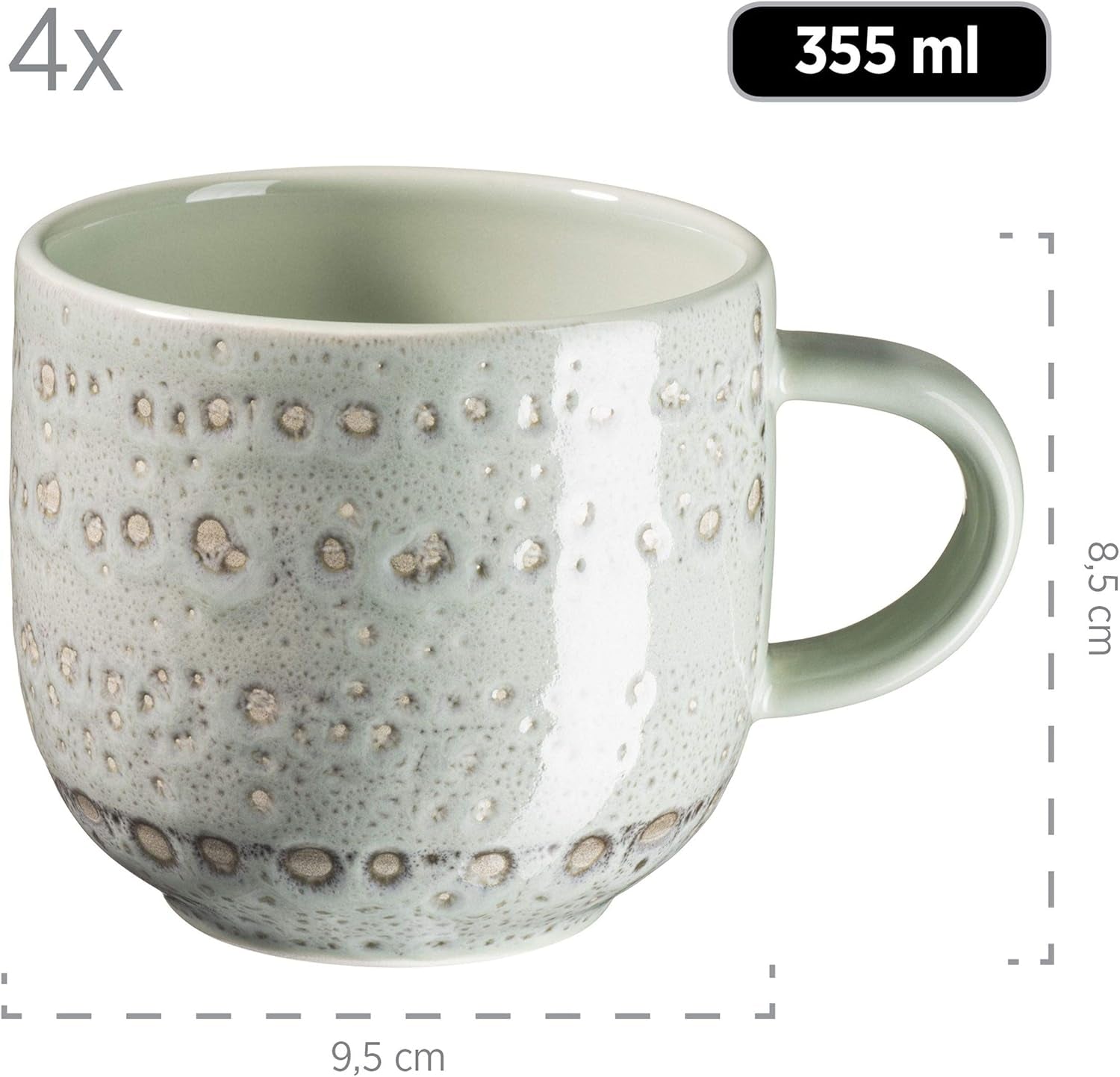 MÄSER 931744 Série Spicy Market, service de table peint à la main pour 4 personnes au design méditerranéen vintage, service de table 16 pièces en céramique, vert, grès