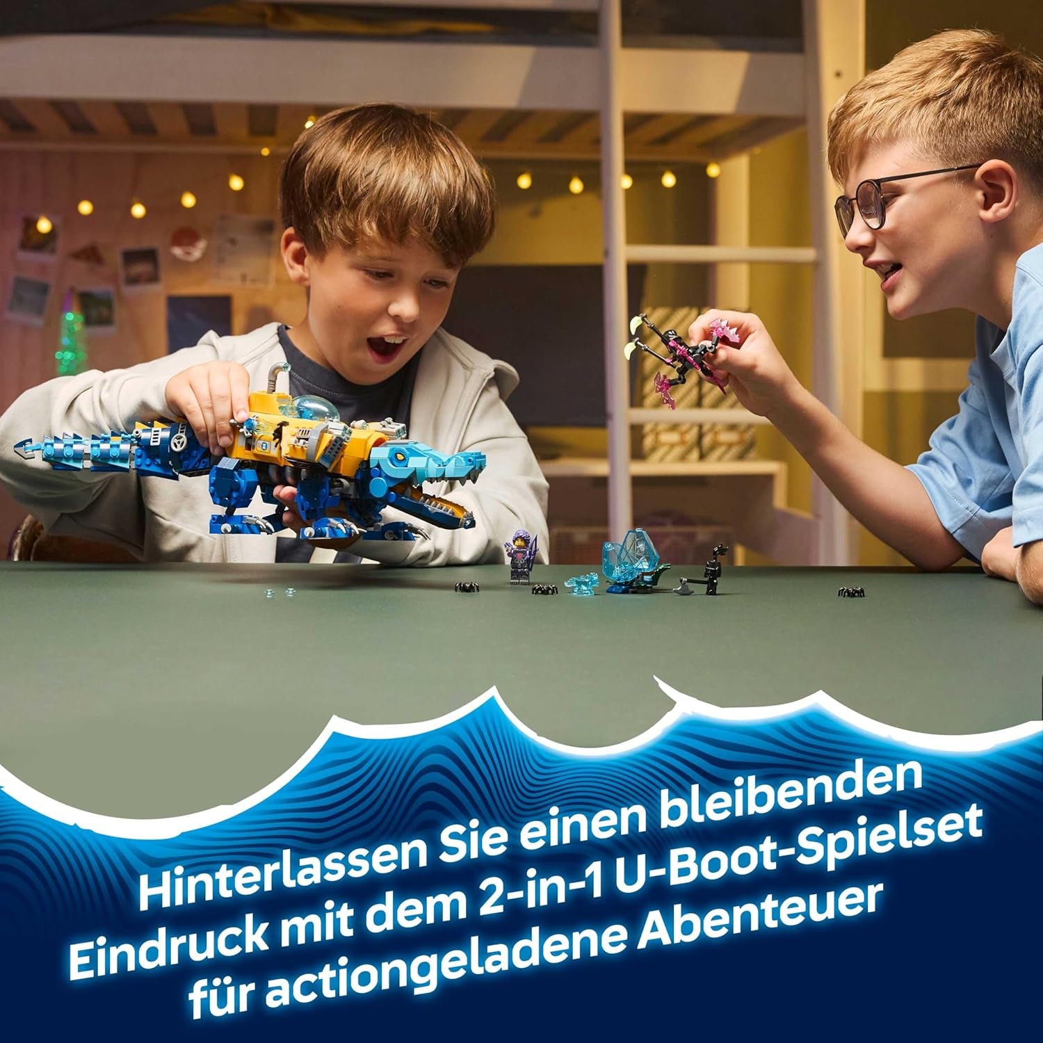 LEGO DREAMZzz 2in1 Krokodil-U-Boot - Spielzeug verwandelbar in Adler-U-Boot - incl. 3 Minifigures, 2 Spinnen und Einer sammelbaren blue Treasure-Kreatur - Geschenk für Jungen ab 8 Jahren - 71512