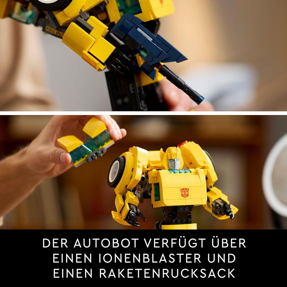 LEGO Icons Transformers Bumblebee, figurine robot à collectionner pour adultes, ensemble de construction de film pour les fans de science-fiction, peut être transformé en voiture, jouet d'aventure 10338 Ensembles de construction Besuche den LEGO-Store