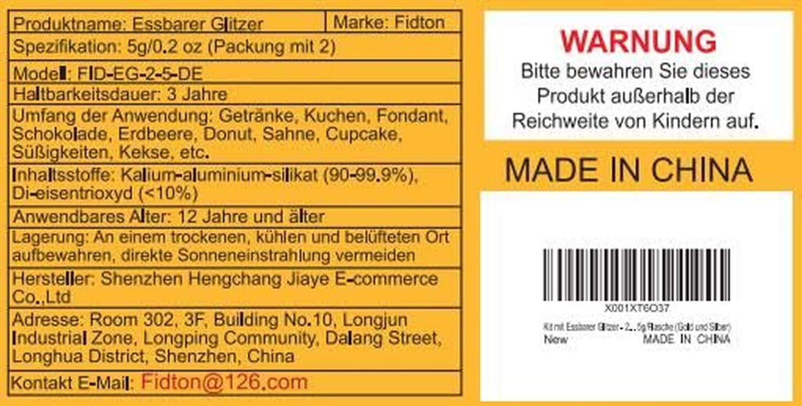 Paillettes comestibles, poudre, 5 grammes Glitter Naty Shop