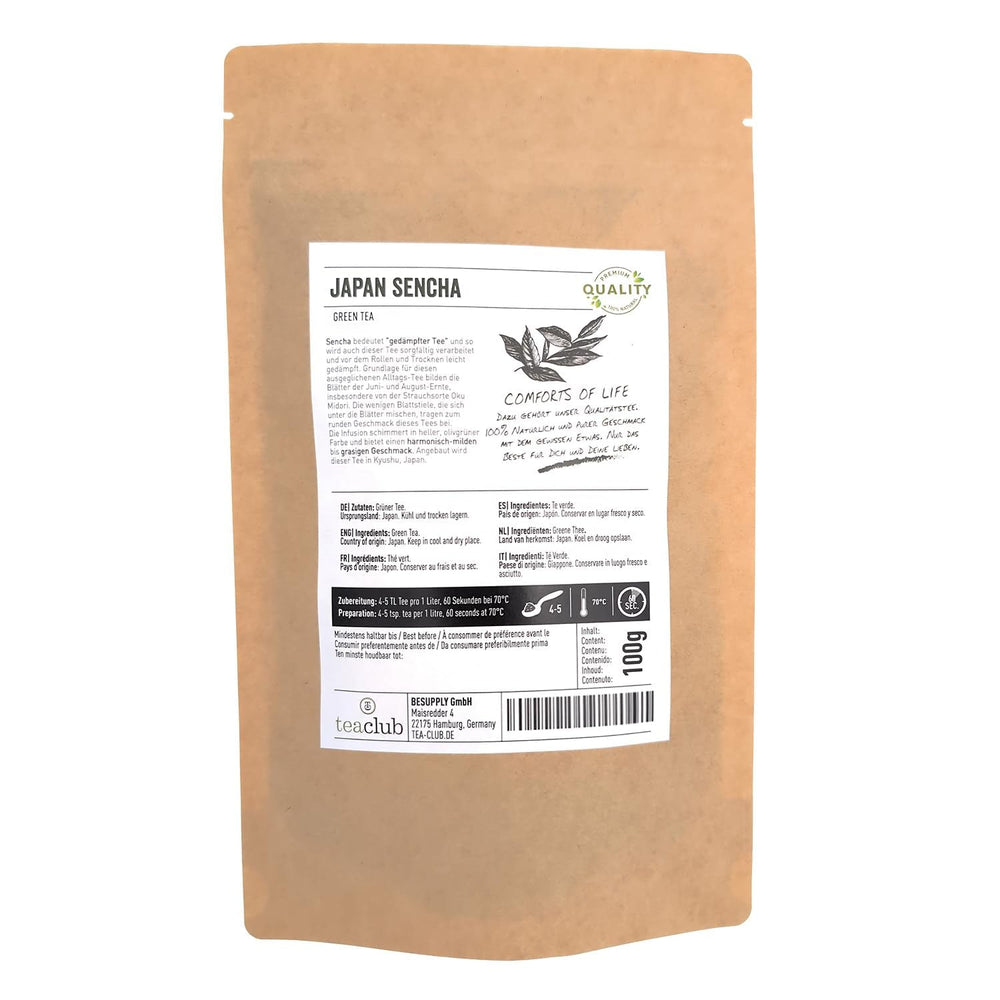 Thé vert japonais Sencha en vrac 100g, thé vert japonais de Kyushu, variété d'arbuste Oku Midori, Teaclub Green Tea
