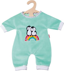 Heless 1181 - Combinaison de poupée motif pingouin à pois en velours doux avec broderie de haute qualité, taille 28-35 cm