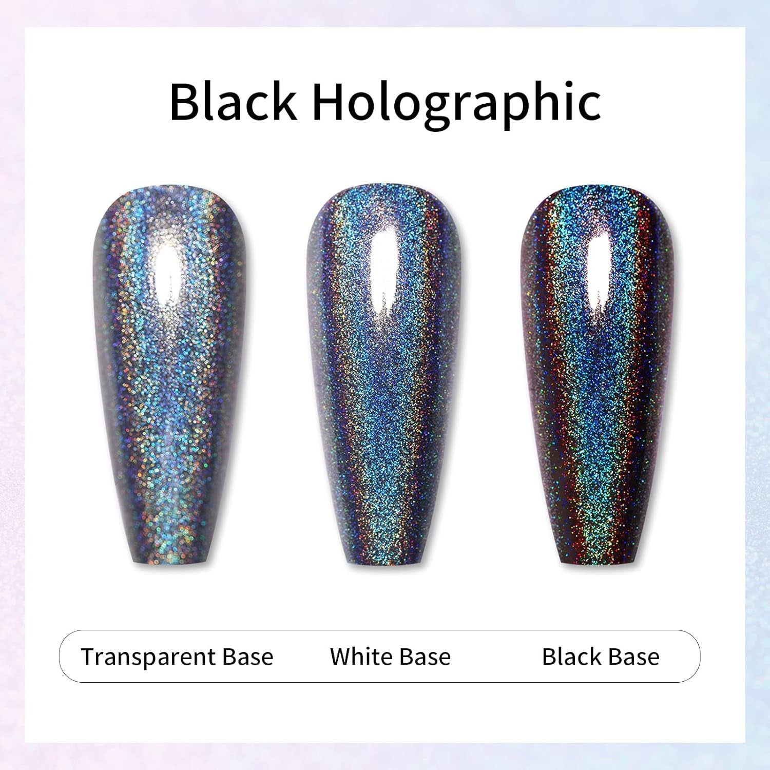 Vernis à ongles à paillettes Born Pretty, vernis à ongles noir brillant à paillettes arc-en-ciel Super Shine