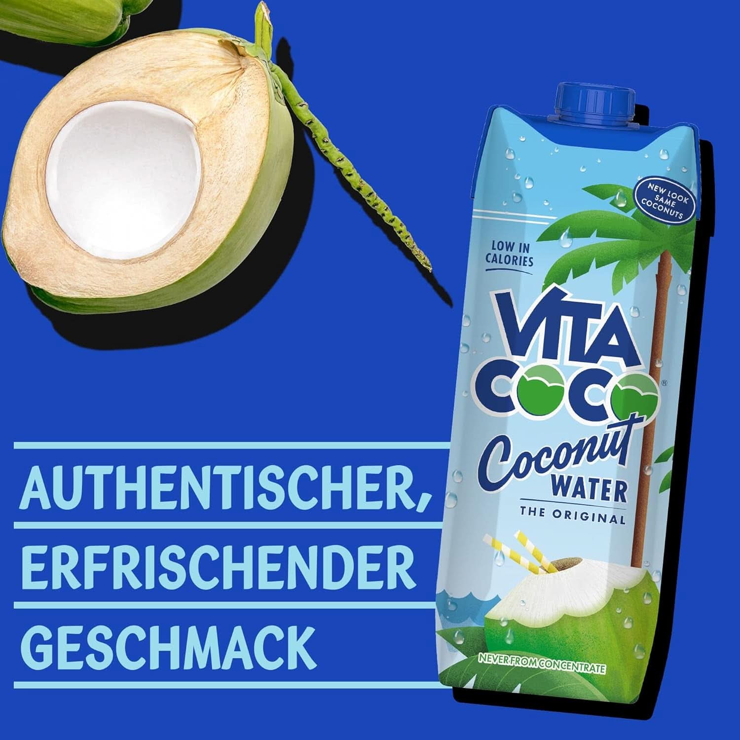 Vita Coco Eau de Coco Pure 6 x 1 litre, hydratant naturel aux électrolytes, sans gluten, riche en vitamine C et potassium Naty Shop