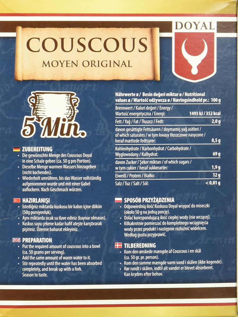 Couscous – Couscous léger et moelleux au léger goût de noisette – Une spécialité typiquement nord-africaine – 1 x 500g