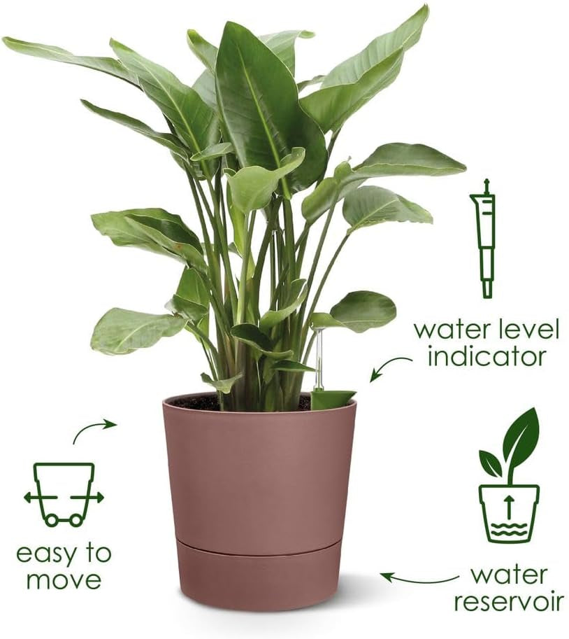 Ghiveci elho Greensense Aqua Care Round 35 cu rezervor de apă integrat - pentru interior și exterior - 100% plastic reciclat - Ø 34,5 x H 34,1 cm - Gri/Beton deschis