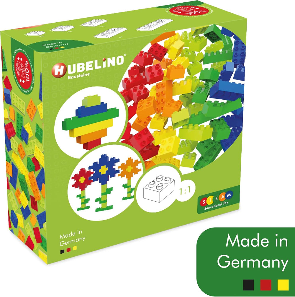 Hubelino #400390 Ensemble de 120 pièces de bausteine, compatible avec les gros bausteinen et autres artisans, fabriqué en Allemagne