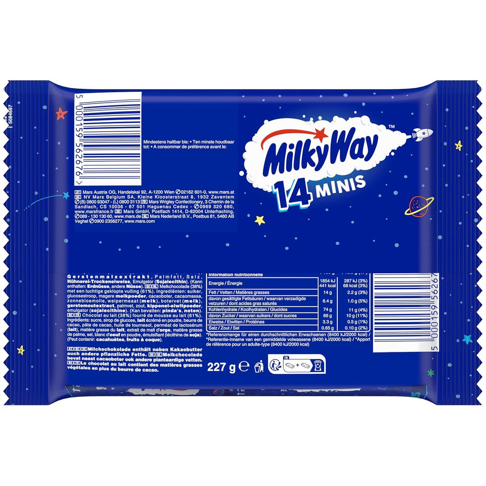 Mini Pack de Chocolat en Vrac, Mini Barres de Chocolat au Nougat Crème Caramel, 227g, Idée Cadeau Chocolat, Grand Pack de Chocolat