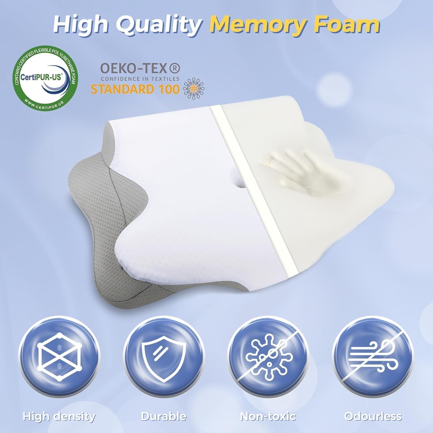 SAHEYER Oreiller Cervical 2 en 1 Oreiller Ergonomique de Soutien du Cou et Oreiller Roulant pour la Nuque Oreiller Orthopédique pour Dormeurs Latéraux Oreiller en Mousse à Mémoire pour Dormeurs Latéraux Oreillers Cervicaux Orthopédiques pour Dos et Ventre Naty Shop