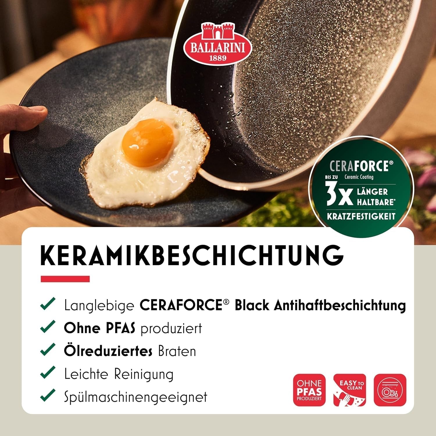 Poêle Ledro, 24 cm, aluminium, compatible induction, revêtement céramique antiadhésif, Thermopoint, Made in Italy, beige Casseroles et poêles Naty Shop