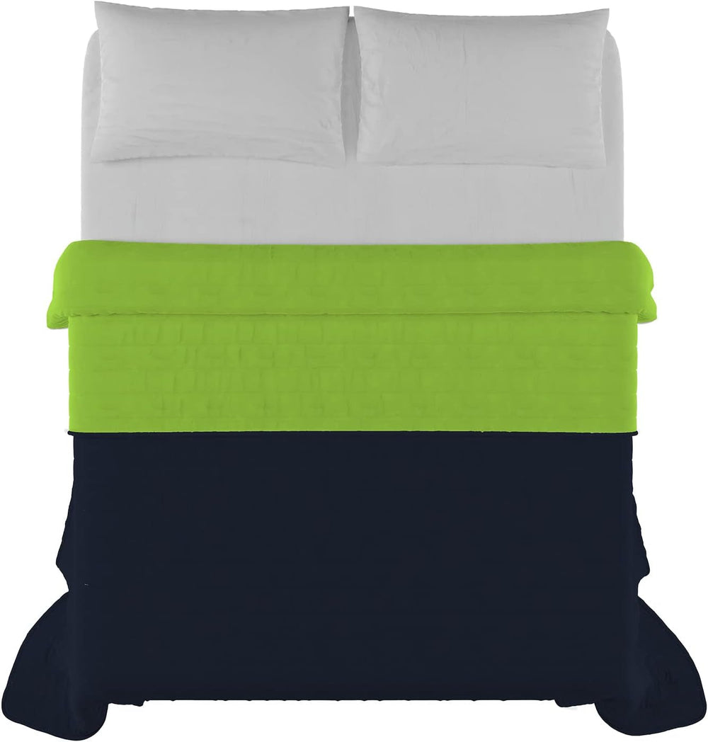 Couette élégante pour lit double 260 X 270 Cm bleu foncé/vert pomme Lits et couettes Besuche den Italian Bed Linen-Store