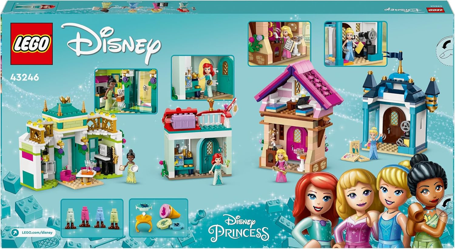 LEGO Disney Princess : Disney Princess Adventure Market, maison de jouets avec 4 poupées dont Cendrillon et Ariel, coffret de jeu avec carte au trésor, cadeau pour filles et garçons à partir de 6 ans 43246 Jeux de construction Besuche den LEGO-Store