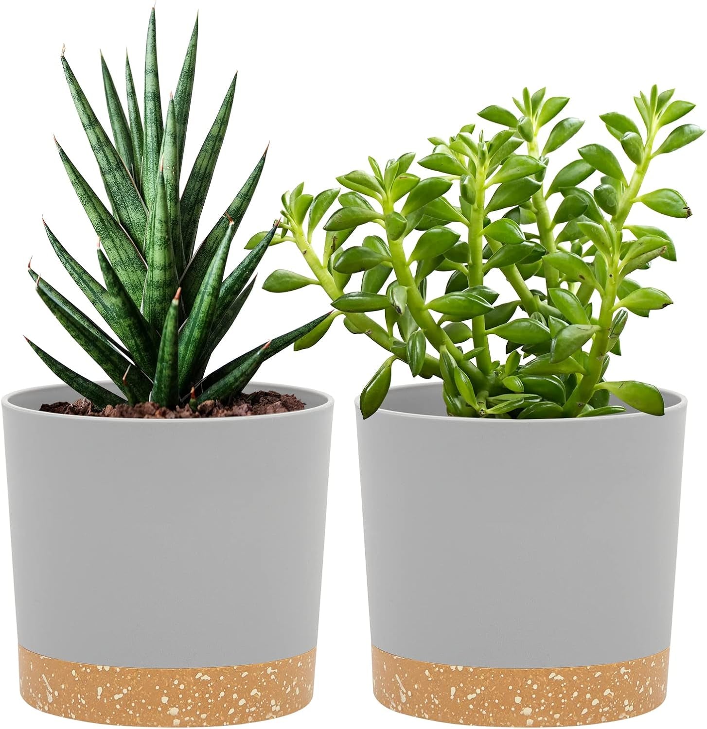 Lot de 2 pots de fleurs de 12,7 cm, pots de fleurs d'intérieur avec trous de drainage et base amovible, soucoupes décoratives modernes pour jardinières d'extérieur (blanc 12,7 cm)