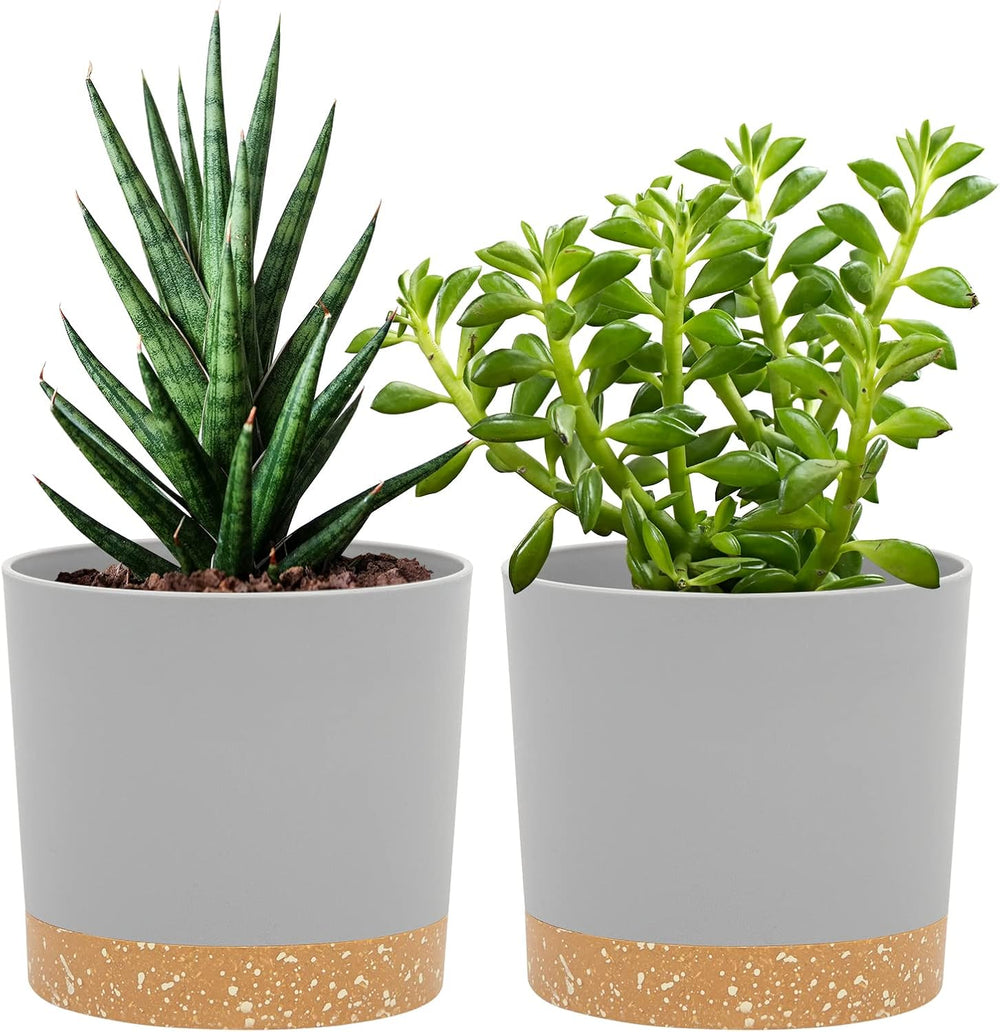 Lot de 2 pots de fleurs de 12,7 cm, pots de fleurs d'intérieur avec trous de drainage et base amovible, soucoupes décoratives modernes pour jardinières d'extérieur (blanc 12,7 cm)