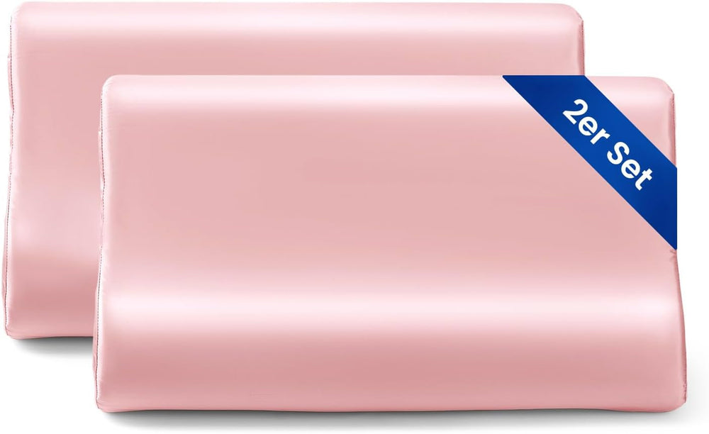 Față de pernă THXSILK din mătase de dud 19 Momme pentru pernă contur din spumă cu memorie, pernă cervicală din latex, hipoalergenică, lavabilă (50 x 30 x 10/7 cm, gri închis)