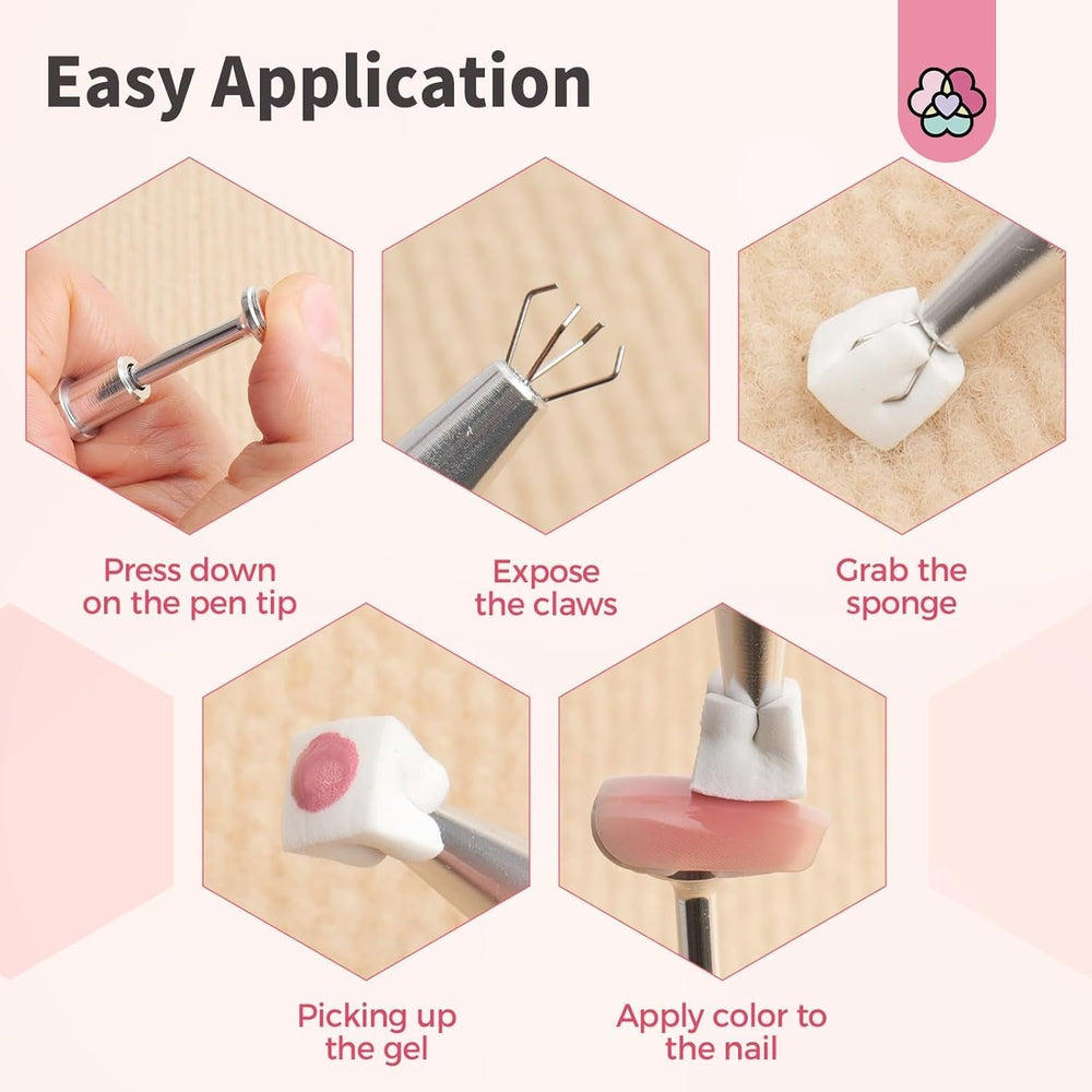 125 Nail Art Schwämme et 4 Krallen Nail Sponge Metallgreifer pour Ombre et Gradient Nageldesign, Nagelkunst-Schwamm Pinsel, Maniküre Zubehör für Nägel, Nail Art Schwämme pour Babyboomer Effet DIY