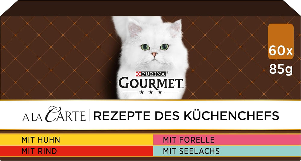 Nourriture humide pour chats Gourmet A la Carte, assortiments assortis, paquet de 60 (60 x 85g)