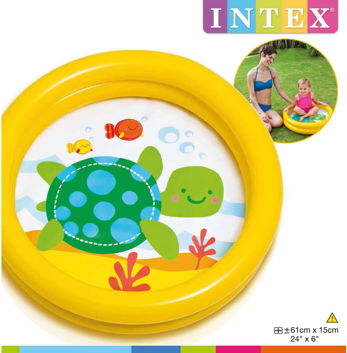 Intex 59409NP - Piscine gonflable pour bébé avec imprimé animal, 1 pièce, vinyle, multicolore, 61x15 cm