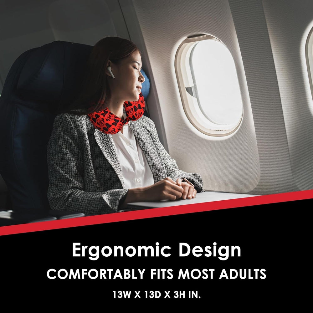 Ful Concept One Disney Minnie Mouse Oreiller de Voyage avec Oreilles 3D et Ressort pour Avion, Voiture et Bureau, Confortable et Respirant, Rouge/Noir Naty Shop Oreillers de Voyage