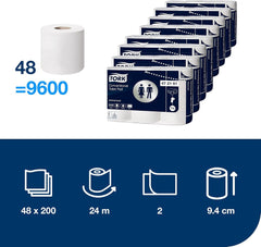 Papier toilette Tork petit rouleau blanc T4, avancé, 2 épaisseurs, 48 ​​× 200 feuilles, 472161