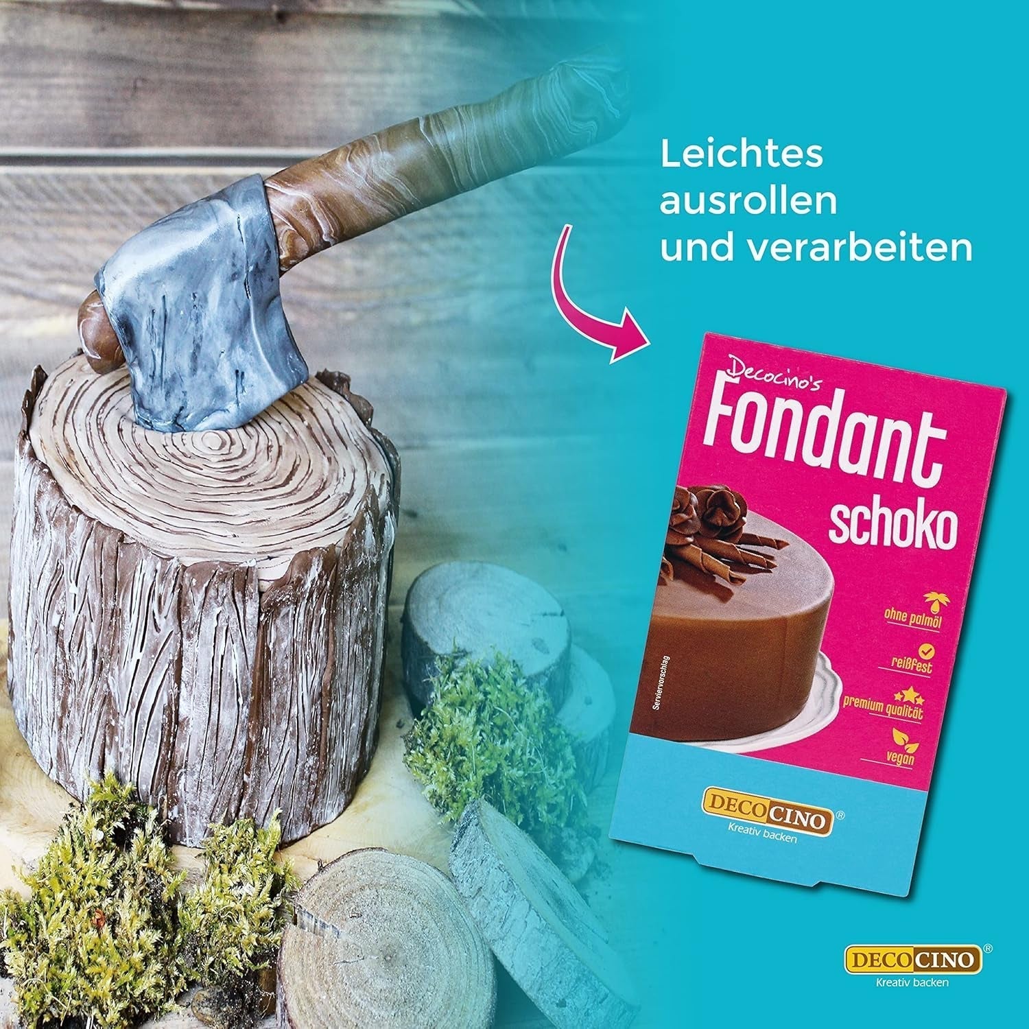 DECOCINO Fondant Schoko – 250 g – Idéal pour verzieren von Kuchen, torten, cupcakes – Palmölfrei & Vegan Glazes et Decor Naty Shop