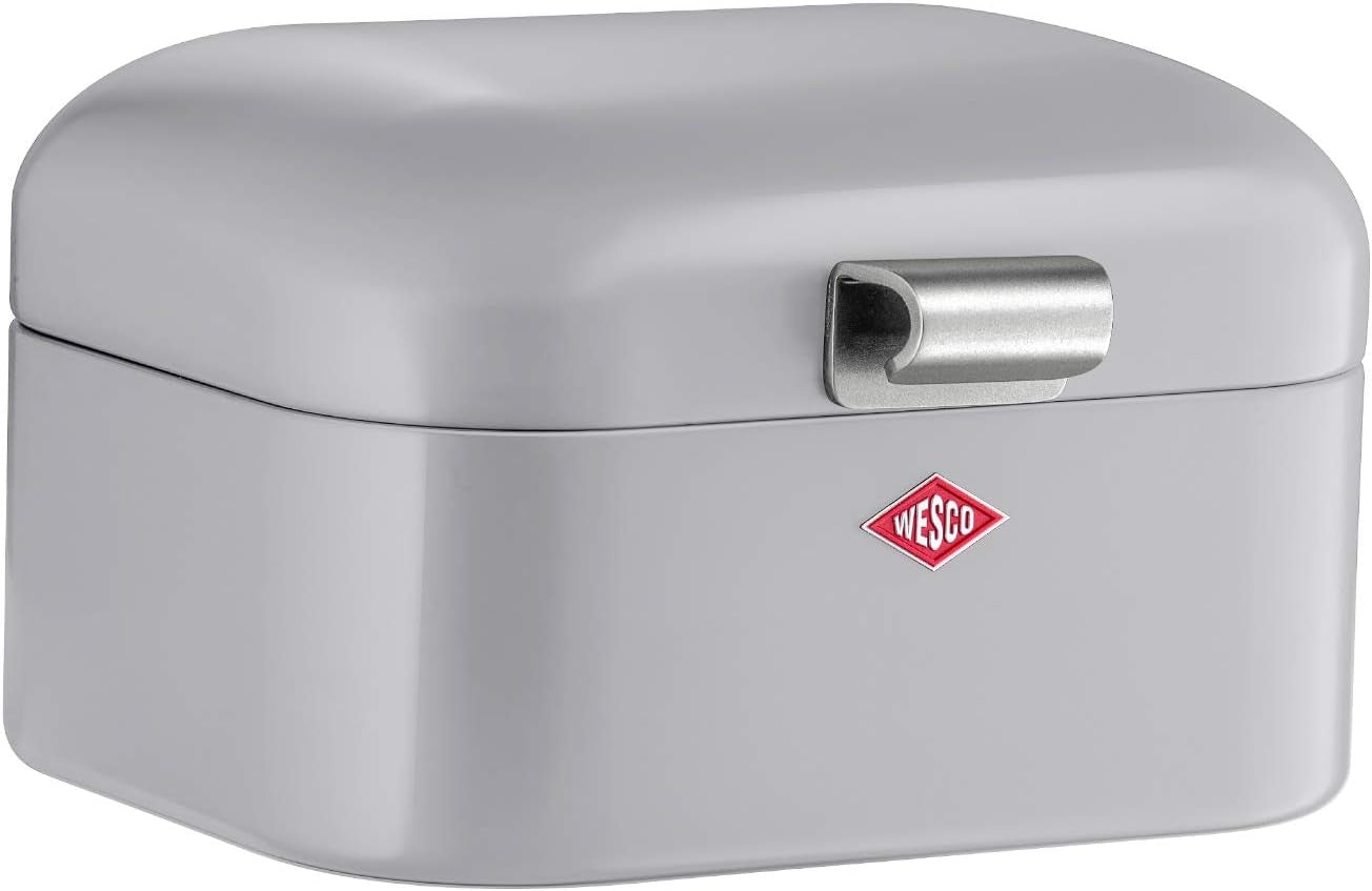 Wesco 235 001 Mini corbeille à pain Grandy 17 x 18 x 12 cm (L/l/H) rose, acier inoxydable Boîtes de conservation alimentaire Naty Shop Cool gris
