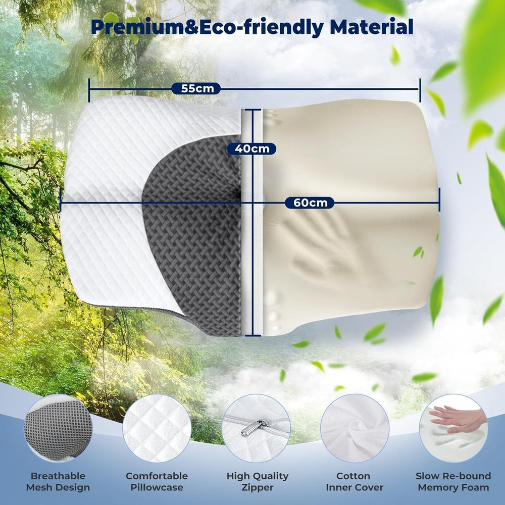 SAHEYER oreiller orthopédique oreiller de soutien de la nuque oreiller de tête, oreiller cervical ergonomique oreiller pour dormeur latéral 60 X 40 X 13/11 cm oreiller en mousse à mémoire de forme pour dormeur latéral, dos et ventre Oreillers orthopédiques cervicaux Naty Shop