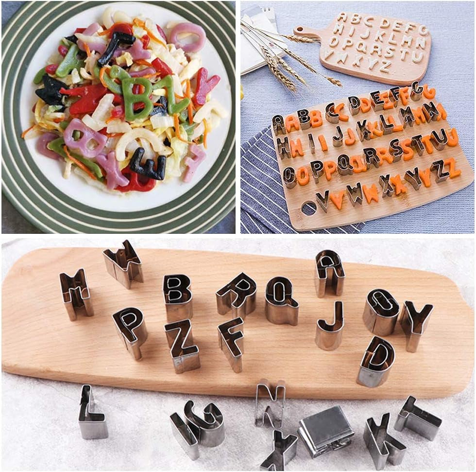 Emporte-pièces lettres de l'alphabet Biscuits fondants bricolage symbole en plastique moule de cuisson en acier inoxydable Biscuits de l'alphabet Gadget de cuisine ensemble d'accessoires de cuisson