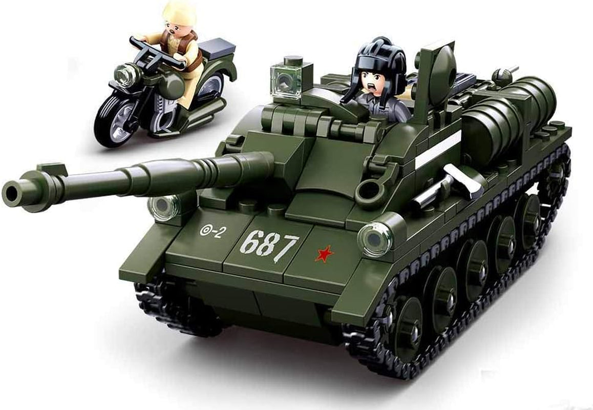 Sluban SL95558, Seconde Guerre mondiale - Alliierter Jagdpanzer(335 Teile)[M38-B0687], Spielset, Klemmbausteine, Soldaten, mit Spielfigur, Army WWII, Multi Color