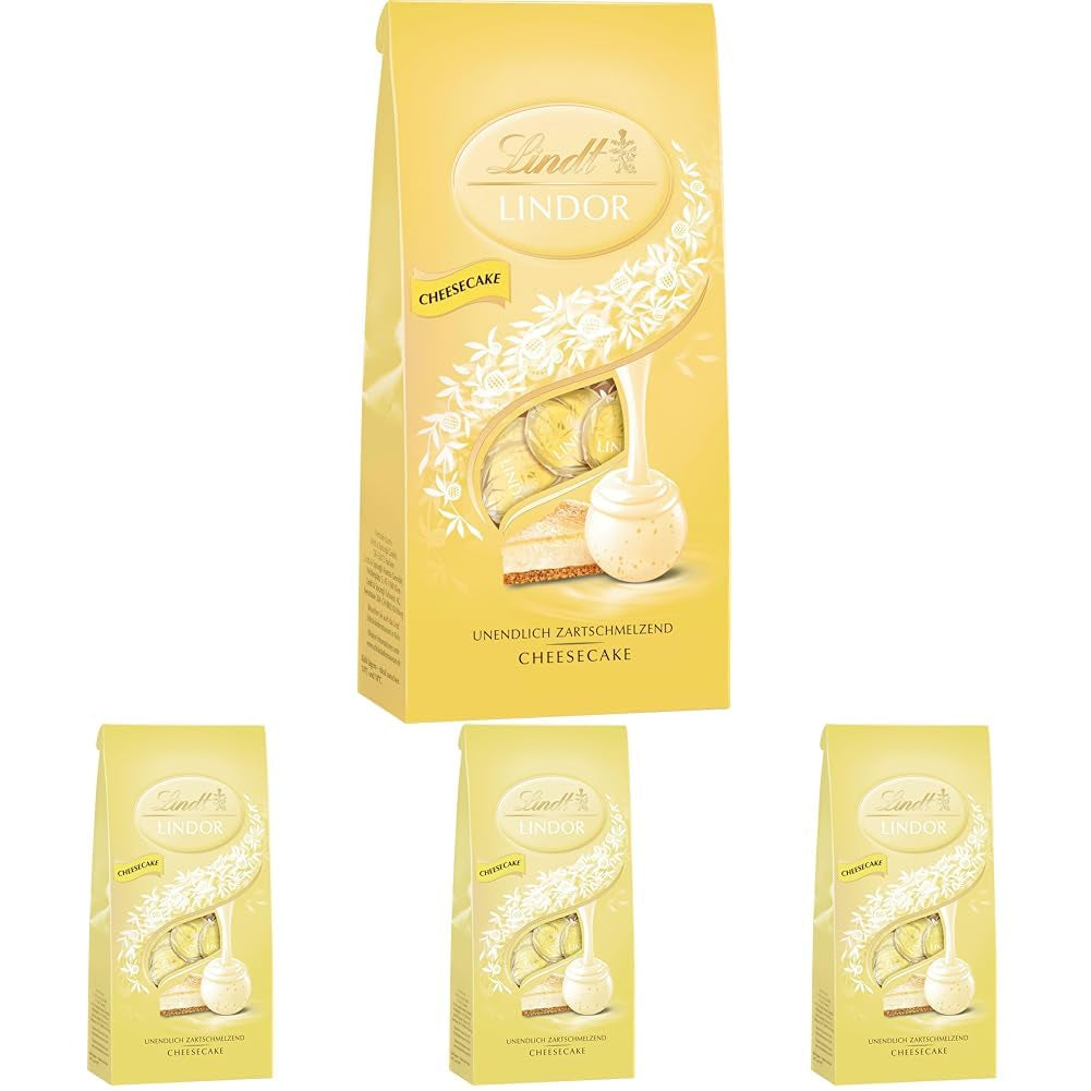 Boules de cheesecake au chocolat Lindt LINDOR | Sachet de 137g | Chocolat au lait fourré au cheesecake fondant | Cadeau de chocolat | Cadeau de chocolat | LINDOR 75 ans (Pack de 4)