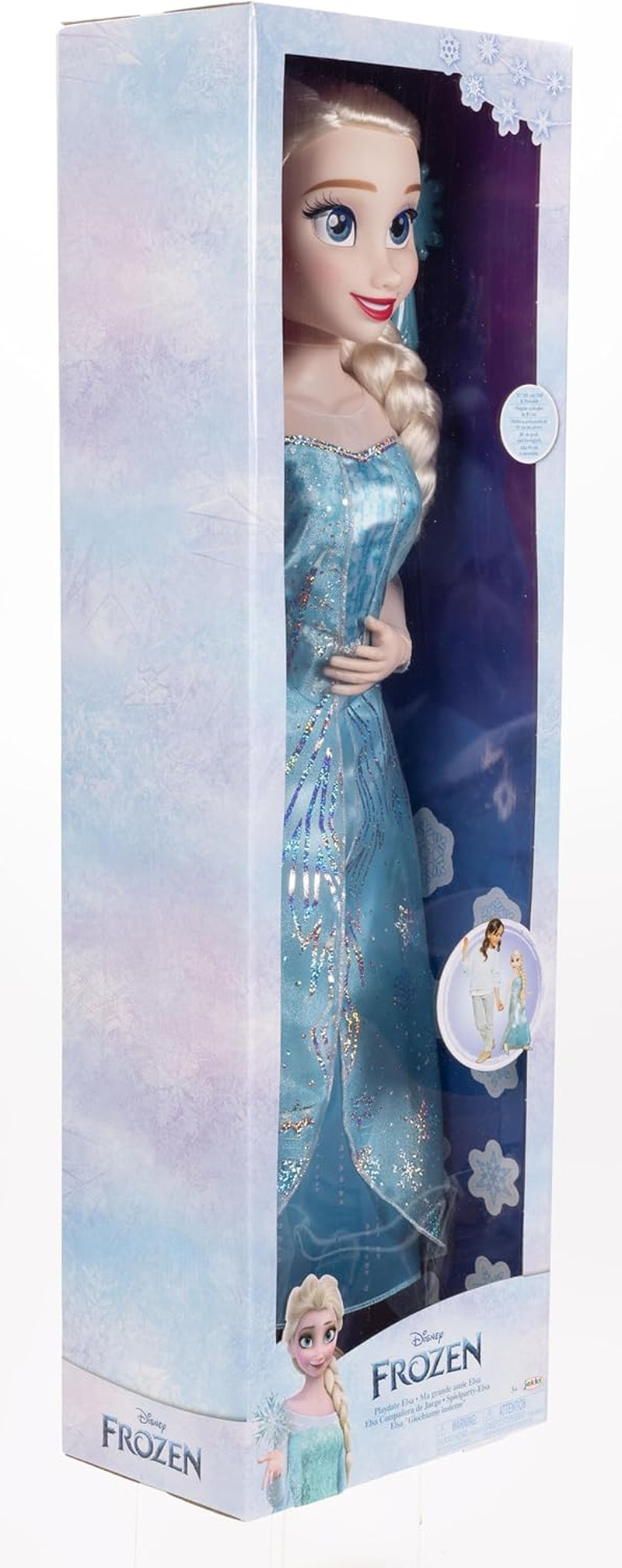 Disney Frozen Playdate Elsa Poupée géante 80 cm par Jakks Pacific Poupée entièrement articulée avec 11 points d'articulation comprenant une brosse à cheveux et des accessoires