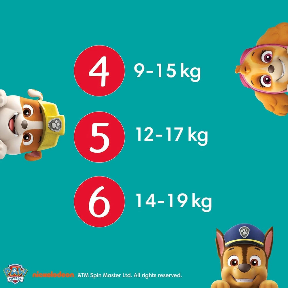 Couches Pampers Paw Patrol Pants taille 5 (12-17Kg) Baby-Dry, Junior avec poche Stop and Protect, BOITE MENSUEL, 160 couches Naty Shop