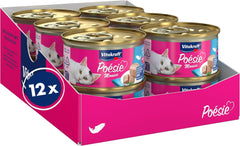 Vitakraft Poésie Mousse, nourriture humide pour chat, mousse aérée, au saumon, sans sucre ni céréales ajoutés (12 x 85g)
