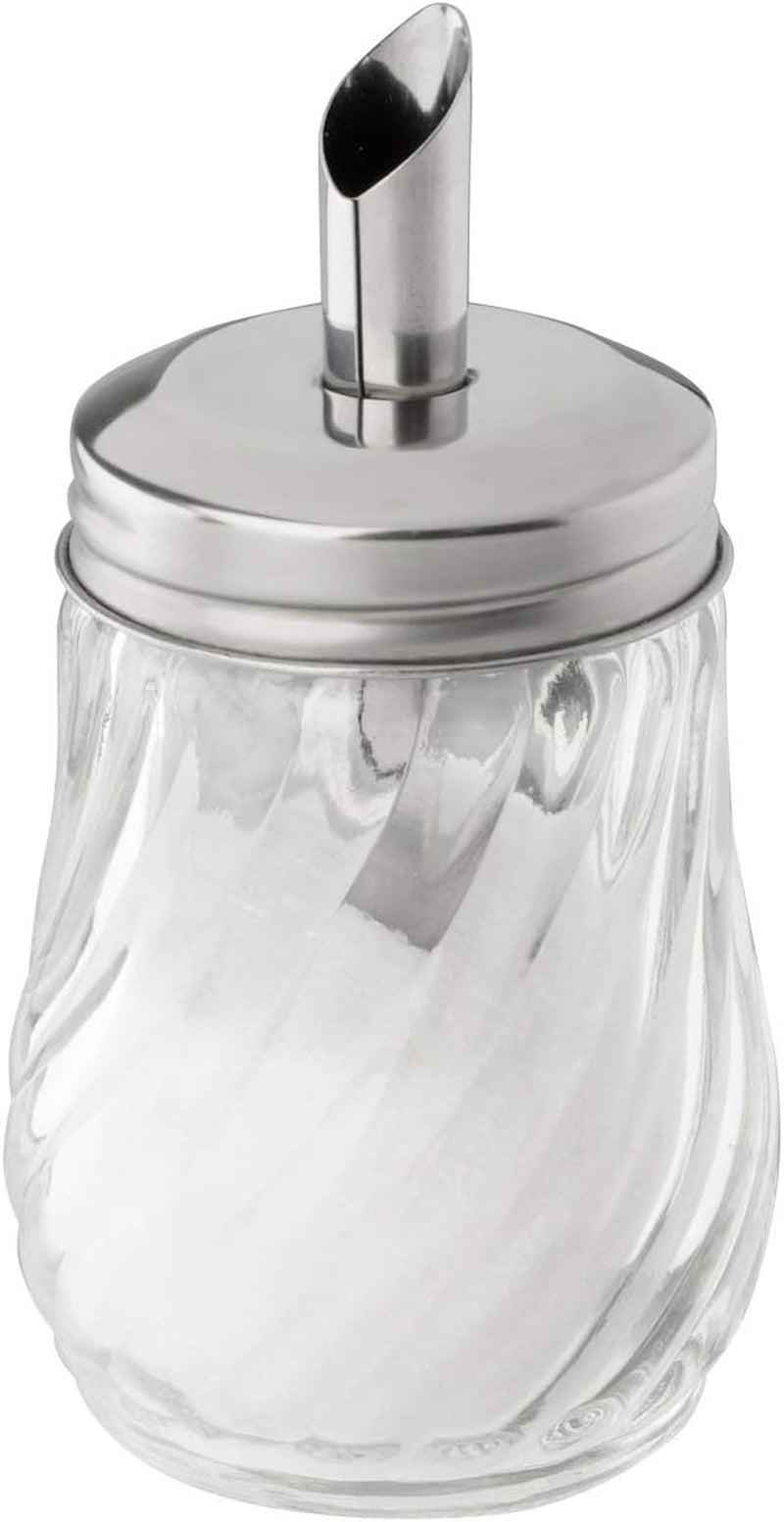 FMprofessional Distributeur de sucre FLEURETTE 160 ml, récipient en verre, récipient pour un dosage facile, récipient pour diverses occasions, récipient de haute qualité (couleur : argent), quantité : 1 pièce