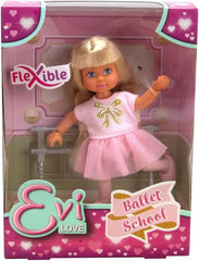 Simba Evi Love Ballet School, Puppe im süßen Ballerinaoutfit mit Balletstange, Körper vollbeweglich, 12cm Spielpuppe, ab 3 Jahren