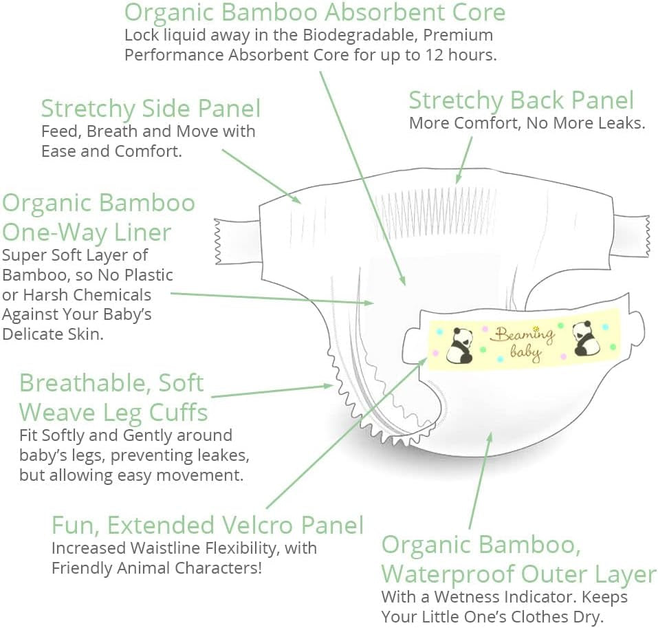 Couches en Bambou Bio Taille 6 Convient pour 16+kg Paquet de 20 Couches