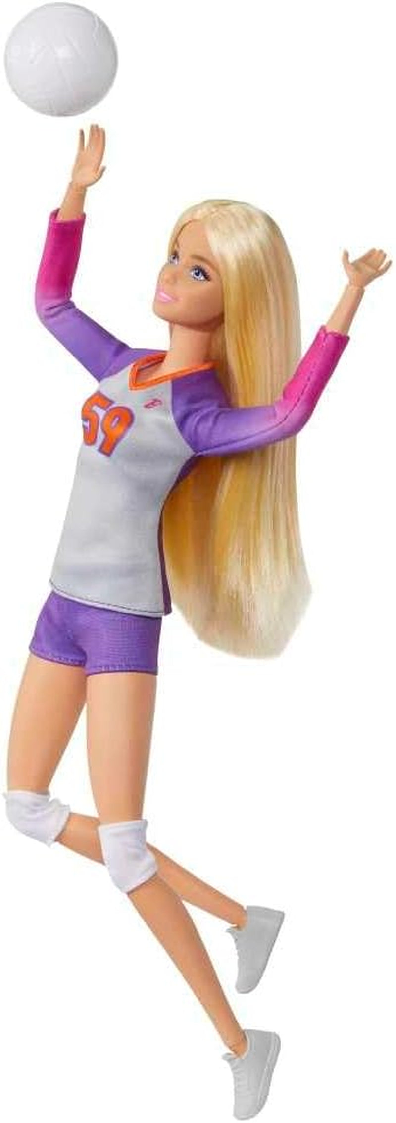 Barbie Made to Move - Poupée Joueuse de Volley-ball avec T-shirt et Ballon - 22 articulations pour un jeu réaliste, Comprend un équipement de Volley-ball et de Sport, HKT72