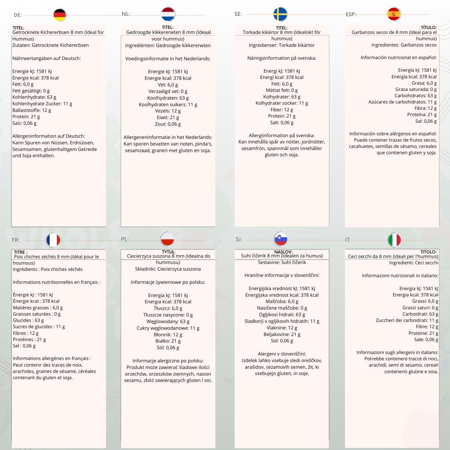 Pois chiches Wholefood Earth, 8 mm (idéal pour le houmous), sans OGM, naturels, végétaliens, sans produits laitiers, sans sucre ajouté, 2 kg