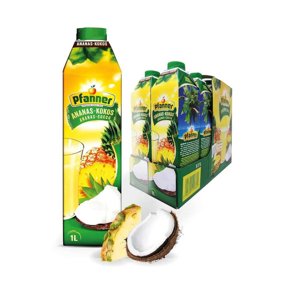 Pfanner Nectar de fruits aux fraises (8 X 1 litre) - 30% de fruits - boisson aux fraises Naty Shop Ananas et Noix de coco