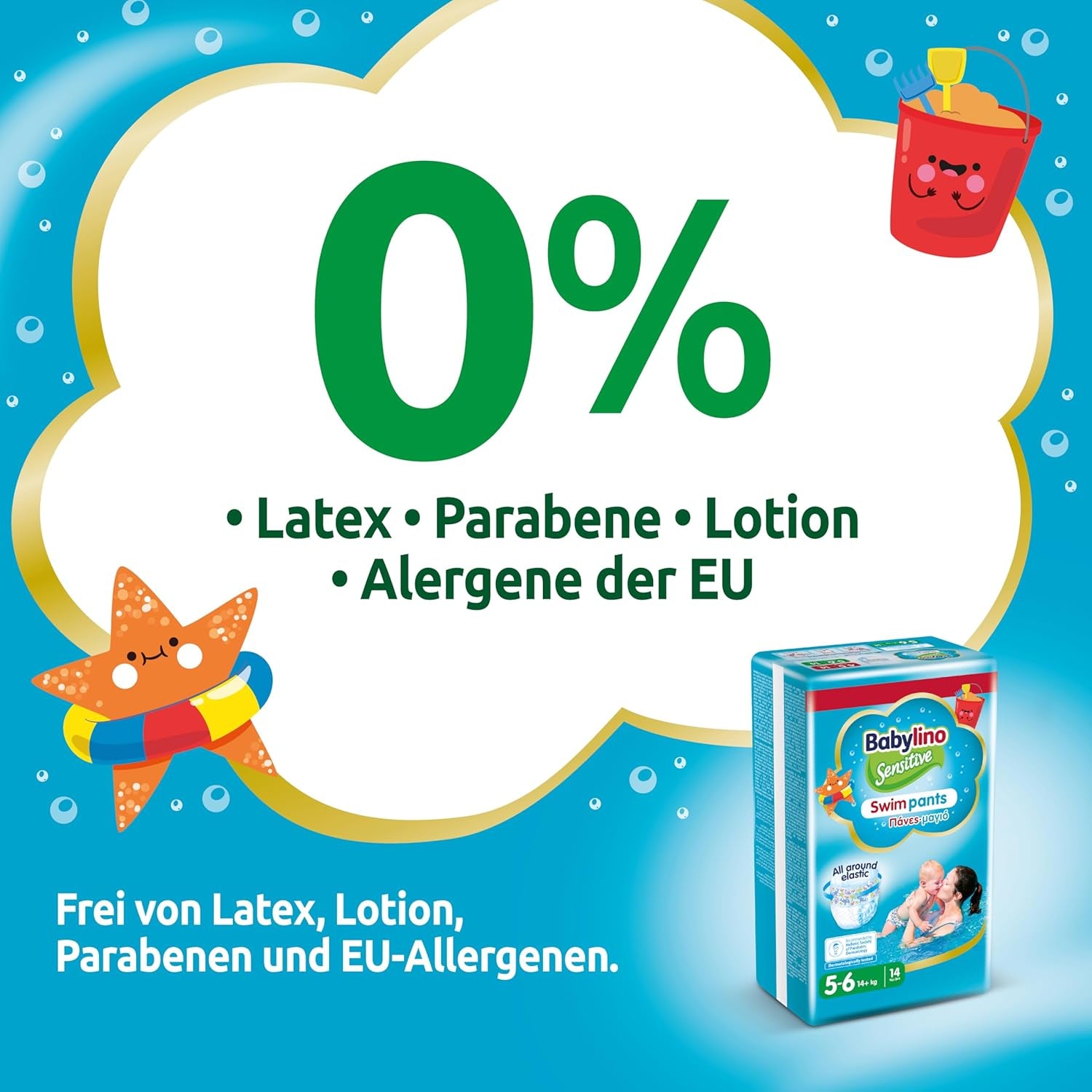 Couches Sensitive Swim Pants, pour mer et piscine, taille 5-6 (plus de 14 kg), 84 pièces